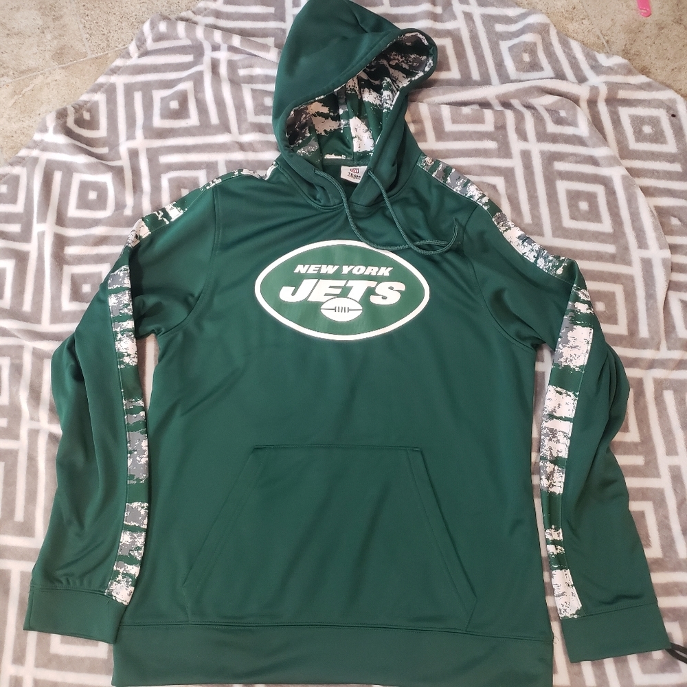 Jets Hooded Green Sweatshirt Mens Size Medium